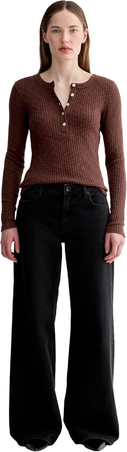 image:imageEverlane Womens Everlane The Cozy Rib HenleyDark Mahogany