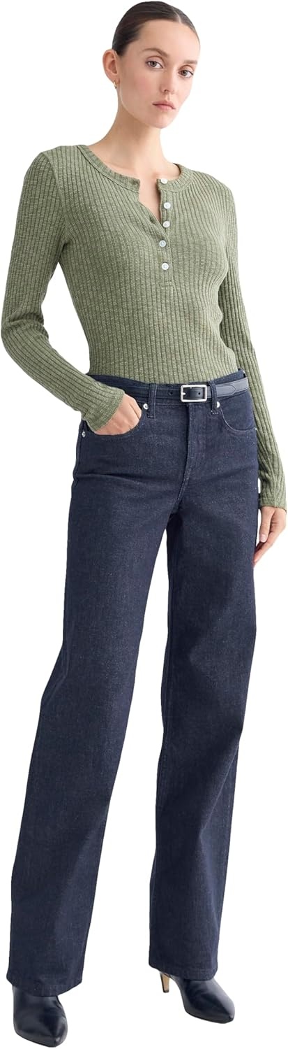 image:imageEverlane Womens Everlane The Cozy Rib HenleyKalamata