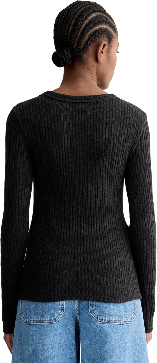 image:imageEverlane Womens Everlane The Cozy Rib LongSleeve TeeBlack