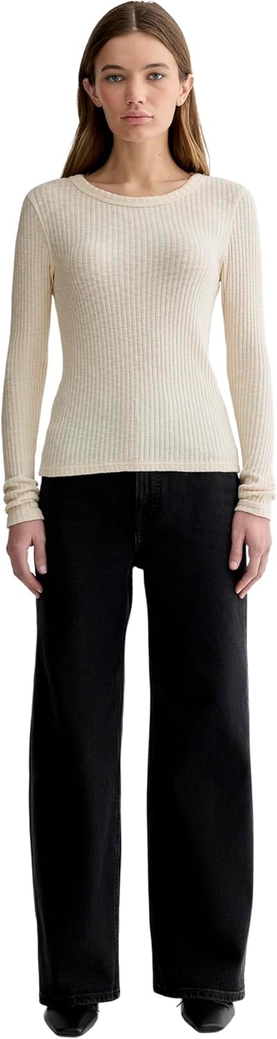 image:imageEverlane Womens Everlane The Cozy Rib LongSleeve TeeBone