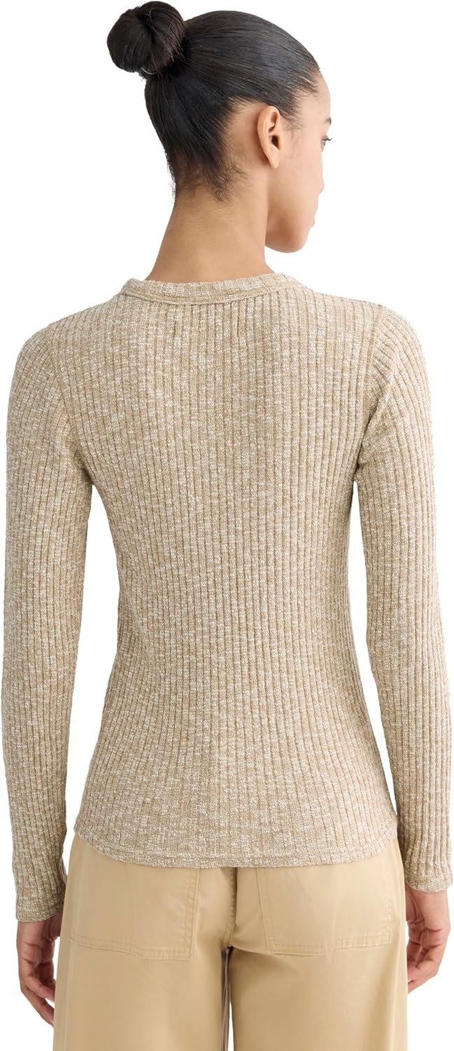 image:imageEverlane Womens Everlane The Cozy Rib LongSleeve TeeCornstalk Bone Twist
