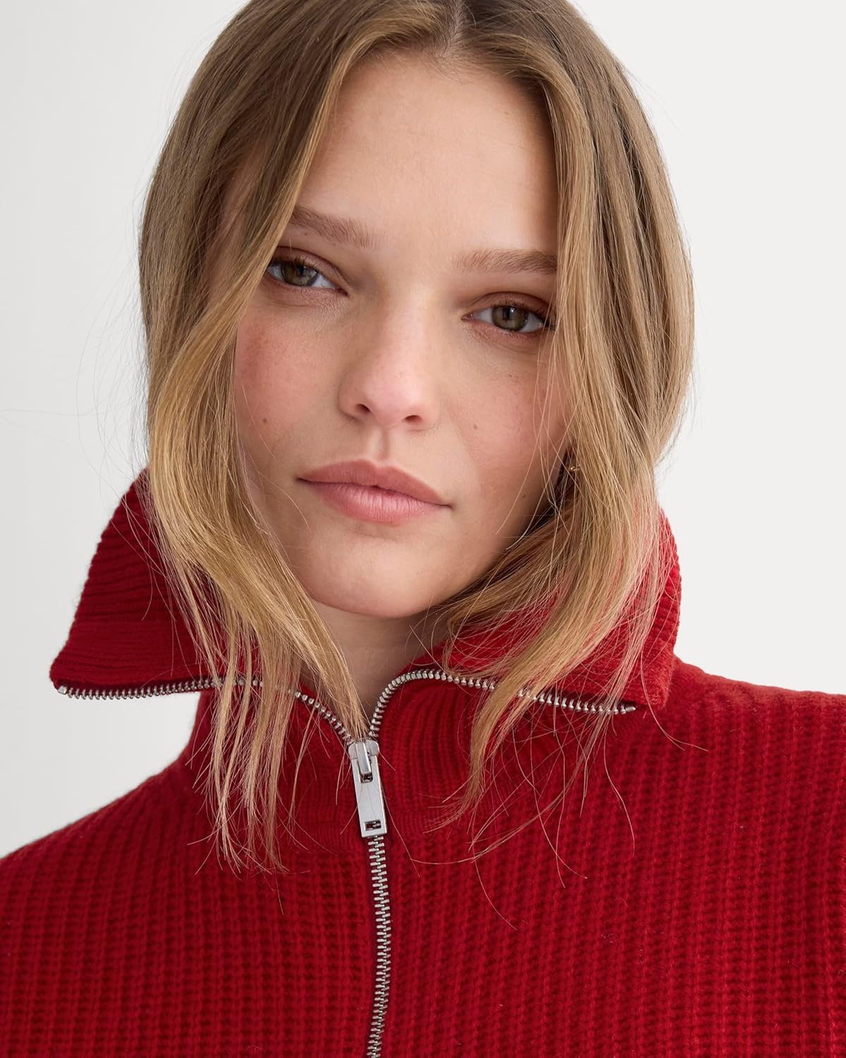image:imageEverlane Womens Everlane The HalfZip Sweater in Luxe MerinoBerry Red