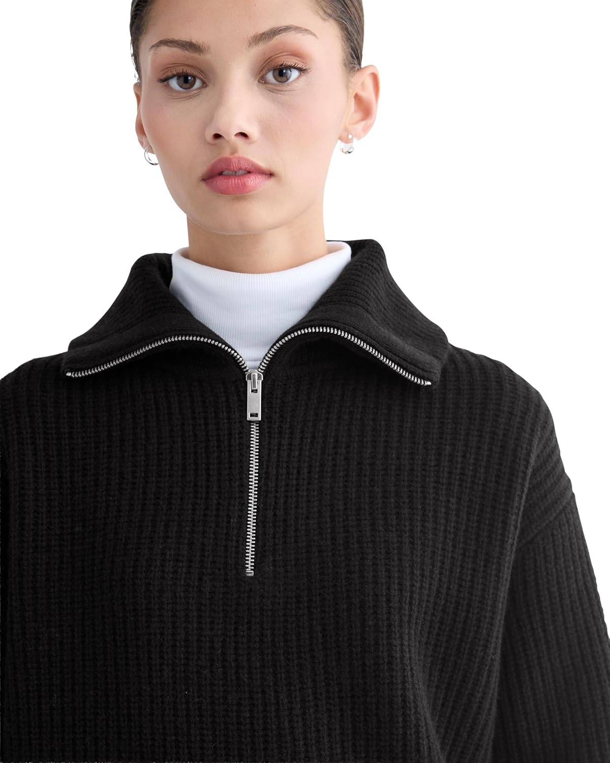 image:imageEverlane Womens Everlane The HalfZip Sweater in Luxe MerinoBlack