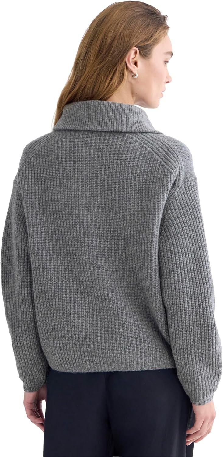 image:imageEverlane Womens Everlane The HalfZip Sweater in Luxe MerinoHeathered Midgrey