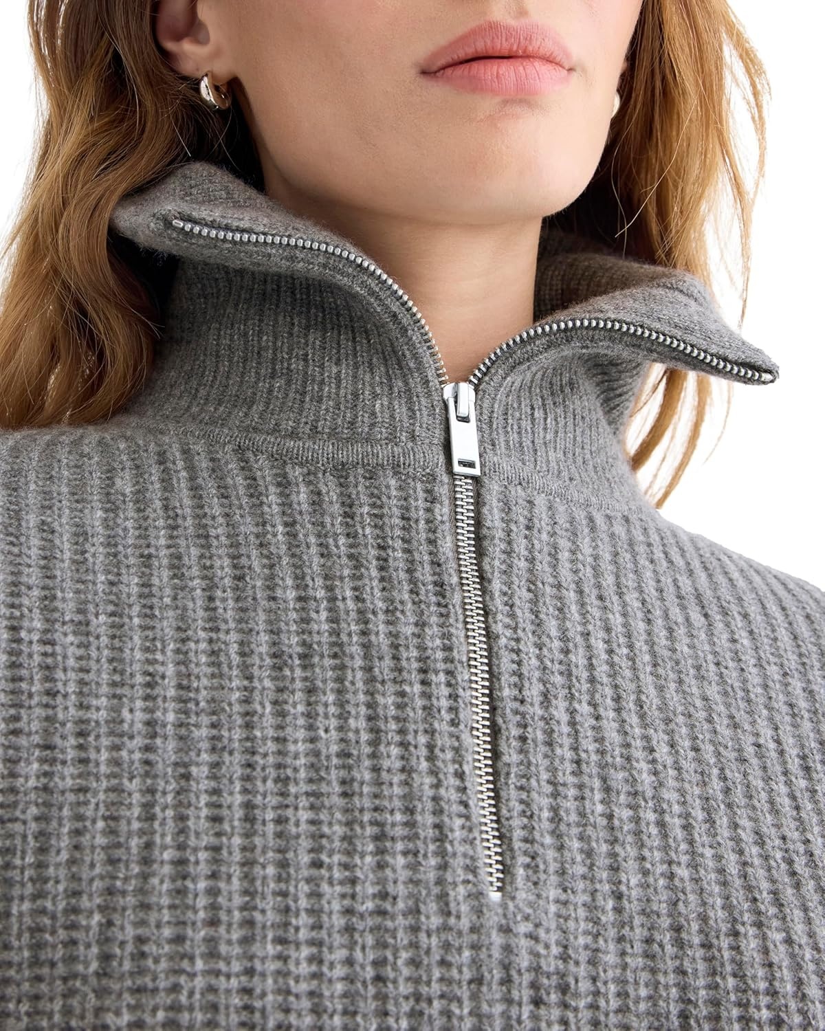 image:imageEverlane Womens Everlane The HalfZip Sweater in Luxe MerinoHeathered Midgrey