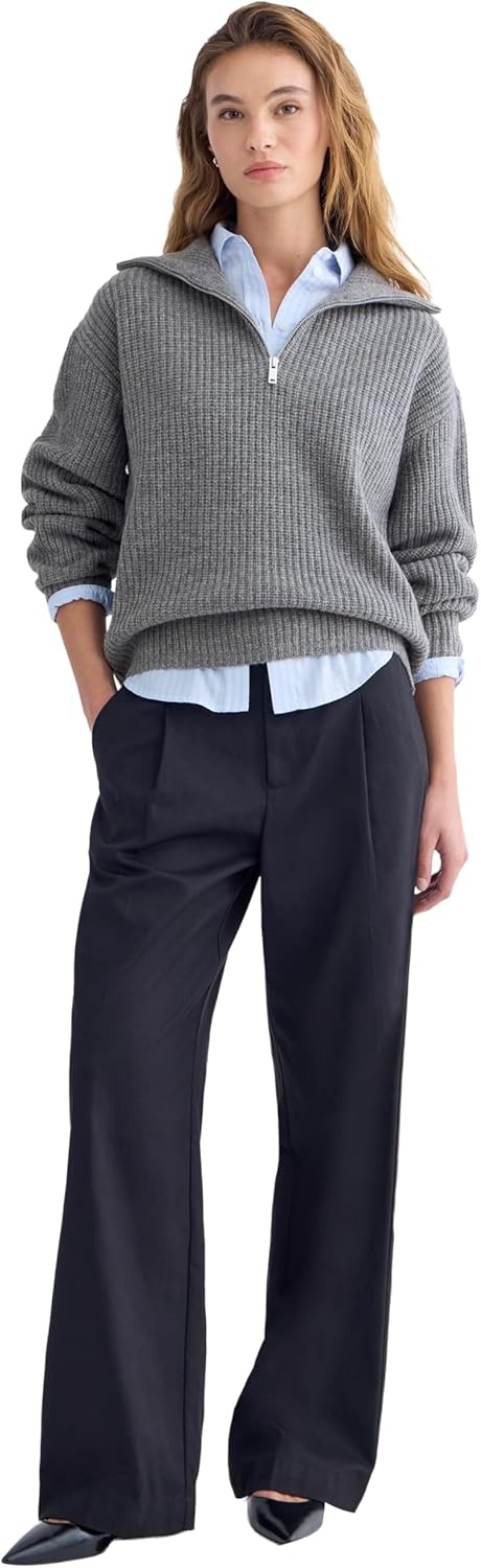 image:imageEverlane Womens Everlane The HalfZip Sweater in Luxe MerinoHeathered Midgrey