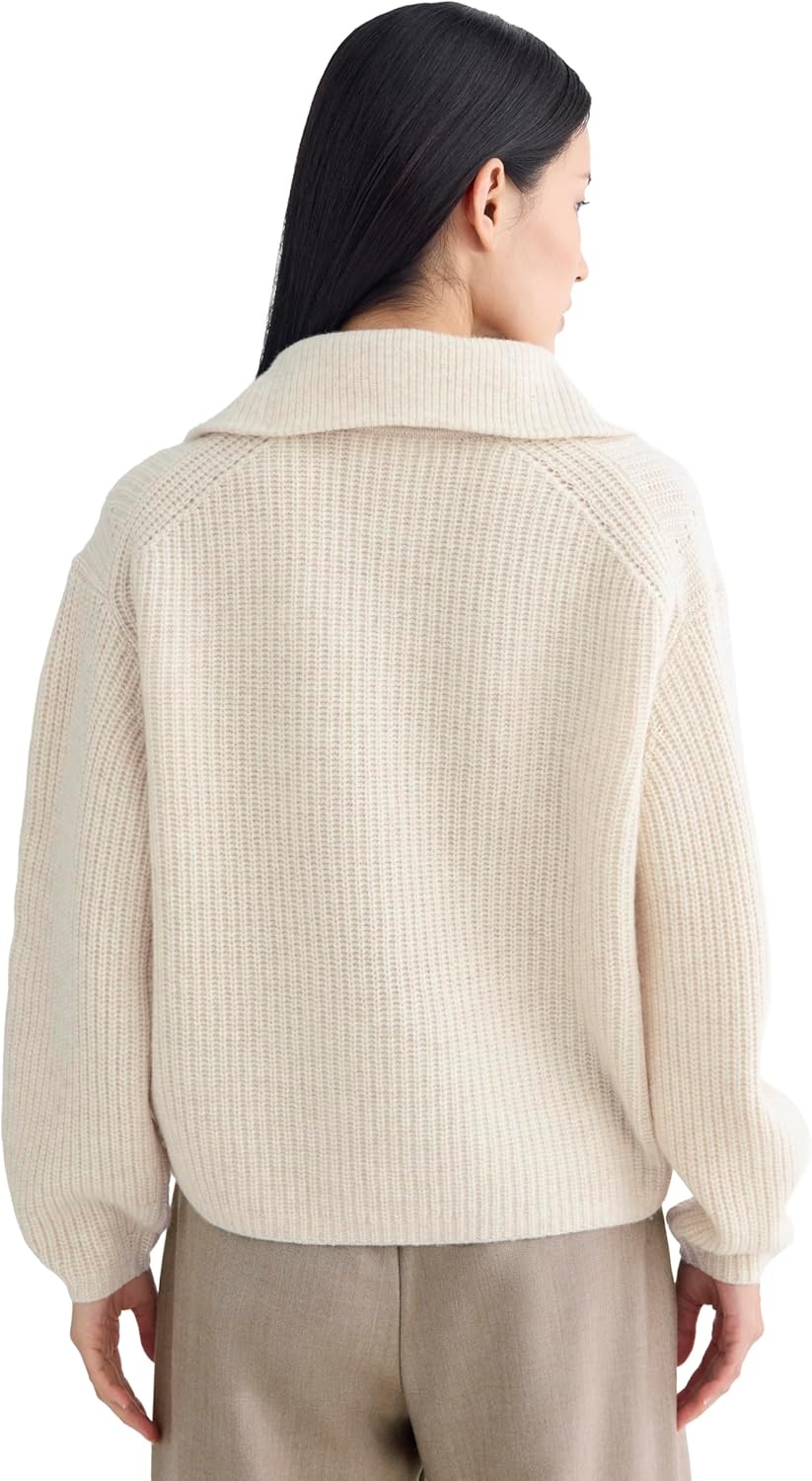 image:imageEverlane Womens Everlane The HalfZip Sweater in Luxe MerinoHeathered Oat