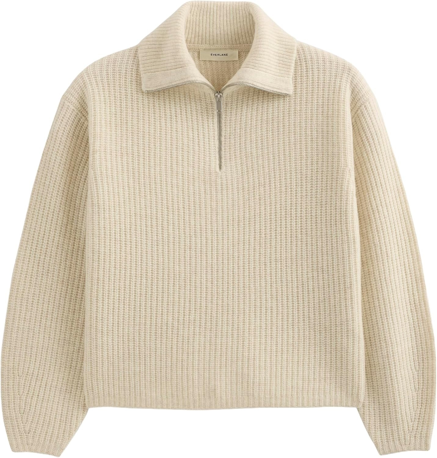 image:imageEverlane Womens Everlane The HalfZip Sweater in Luxe MerinoHeathered Oat