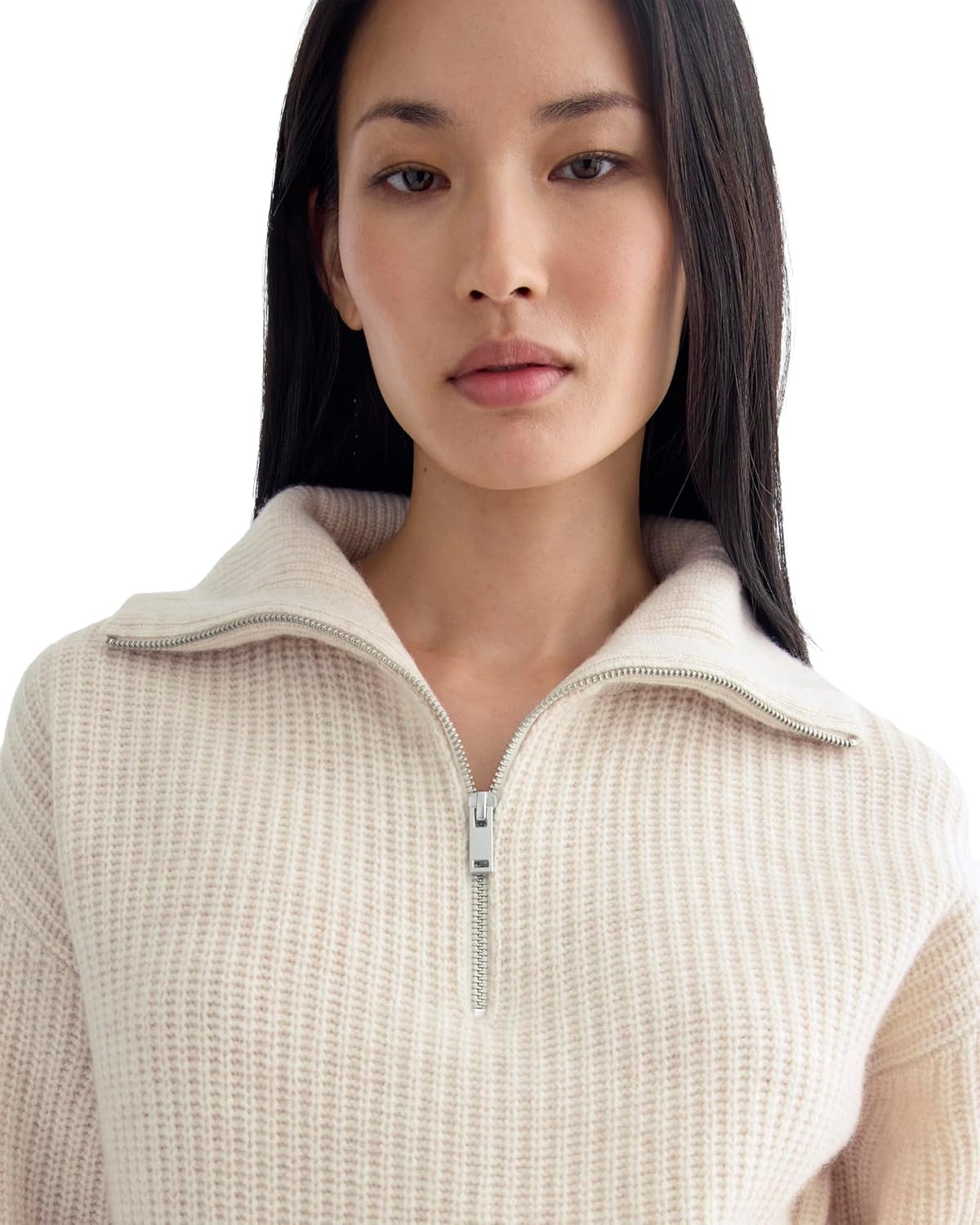 image:imageEverlane Womens Everlane The HalfZip Sweater in Luxe MerinoHeathered Oat