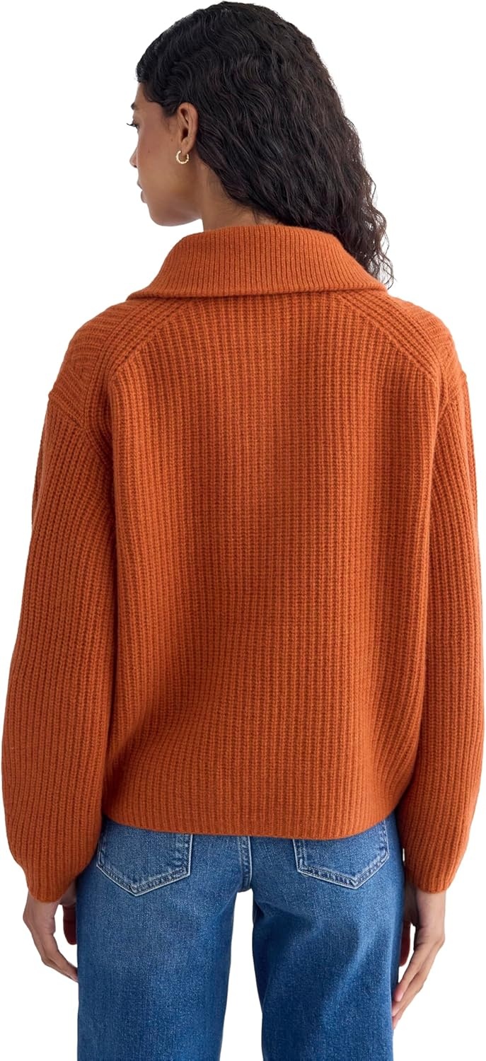 image:imageEverlane Womens Everlane The HalfZip Sweater in Luxe MerinoRust Heather