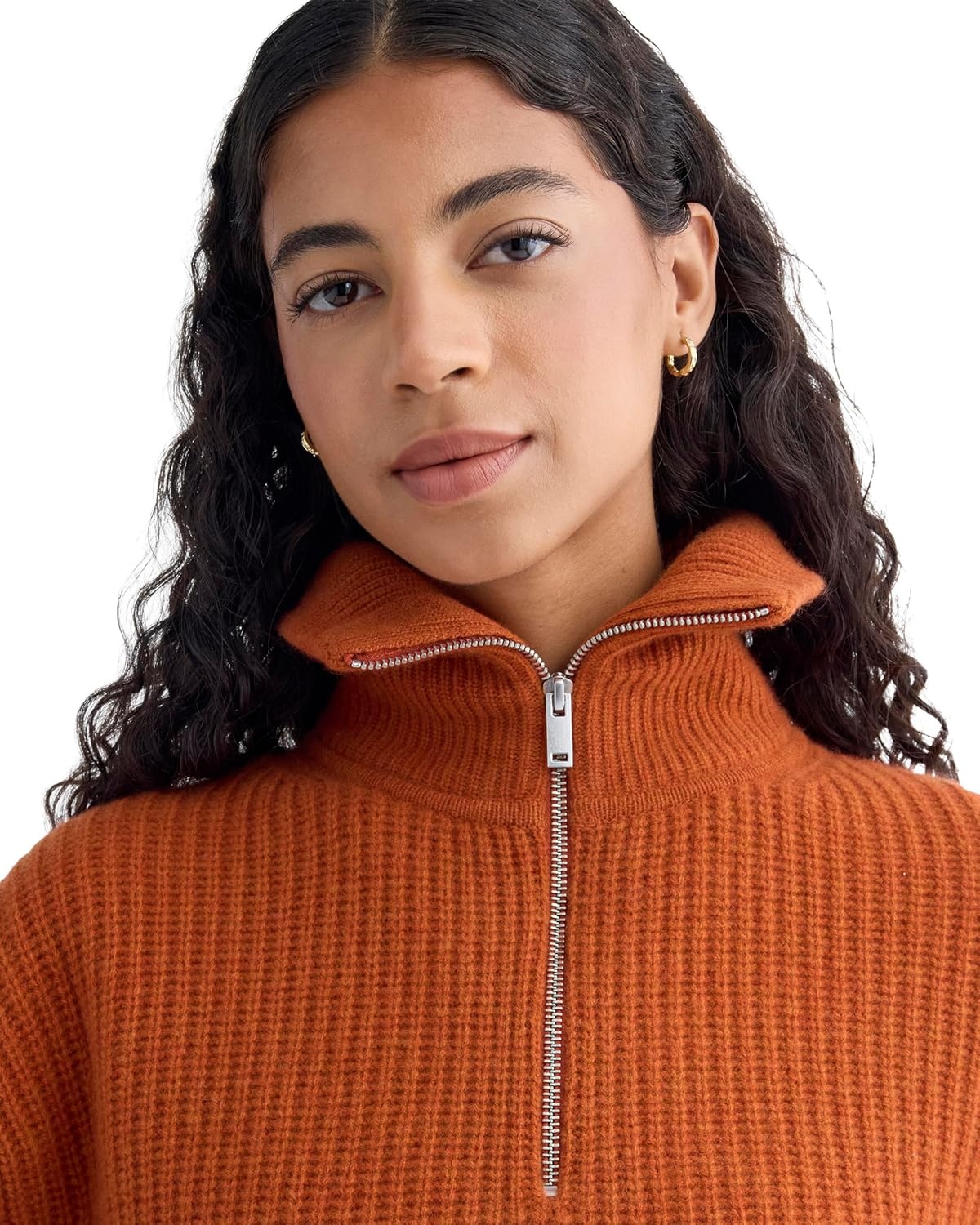 image:imageEverlane Womens Everlane The HalfZip Sweater in Luxe MerinoRust Heather
