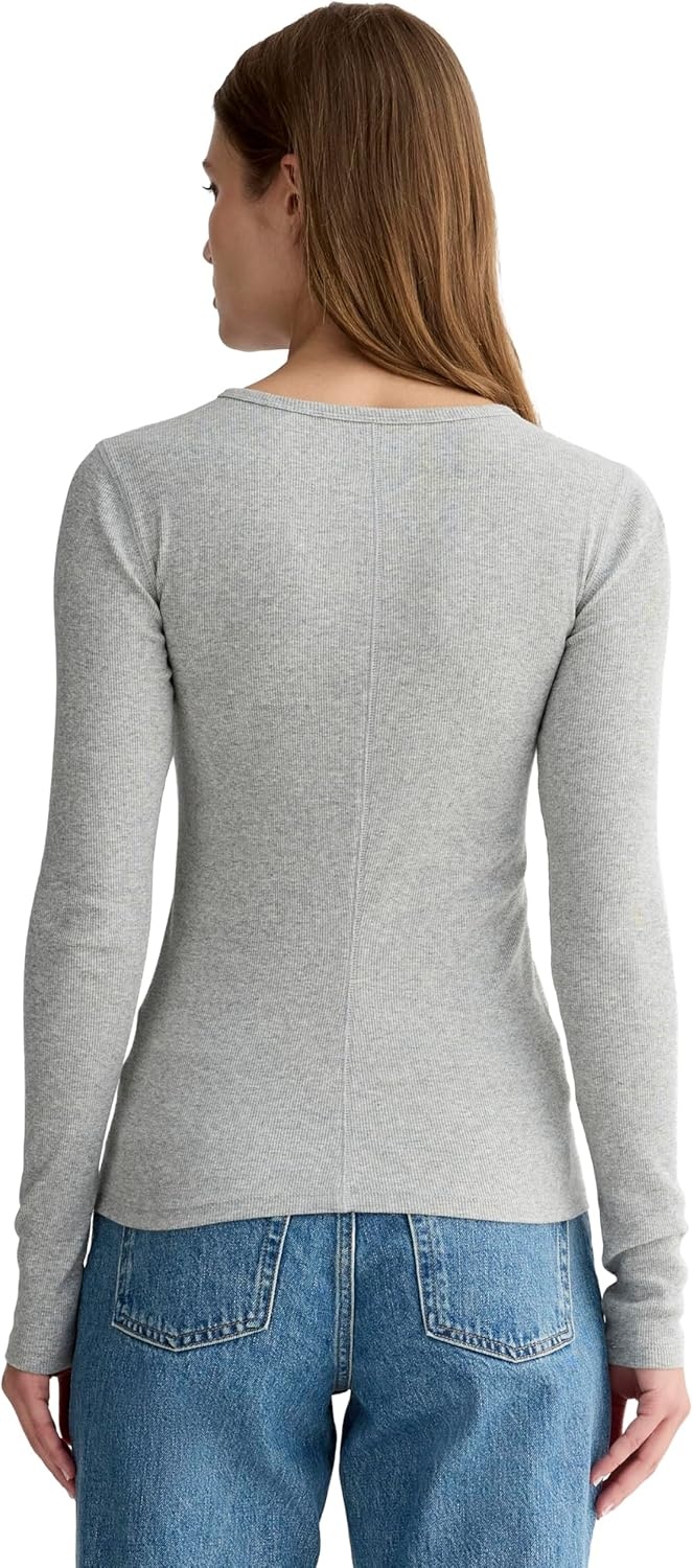 image:imageEverlane Womens Everlane The Luxe Rib LongSleeve CrewWashed Heathered Grey