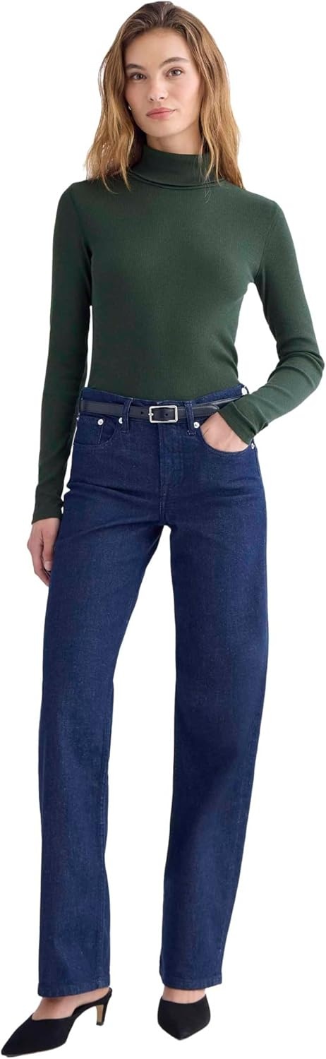 image:imageEverlane Womens Everlane The Luxe Rib TurtleneckHeathered Dark Sea