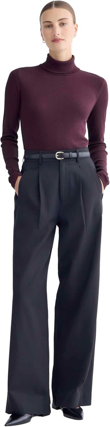 image:imageEverlane Womens Everlane The Luxe Rib TurtleneckHeathered Port Royale