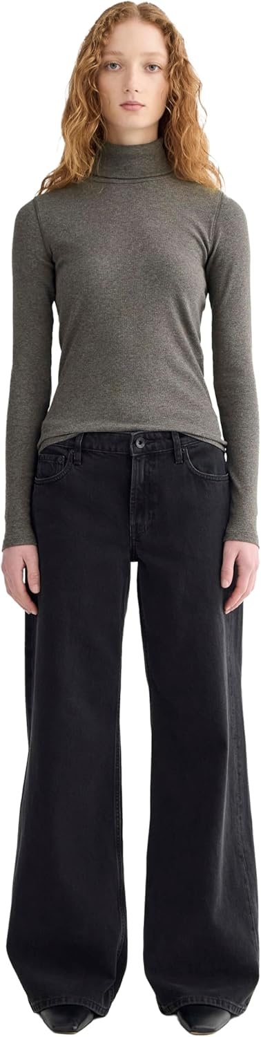 image:imageEverlane Womens Everlane The Luxe Rib TurtleneckWashed Heathered Fatigue