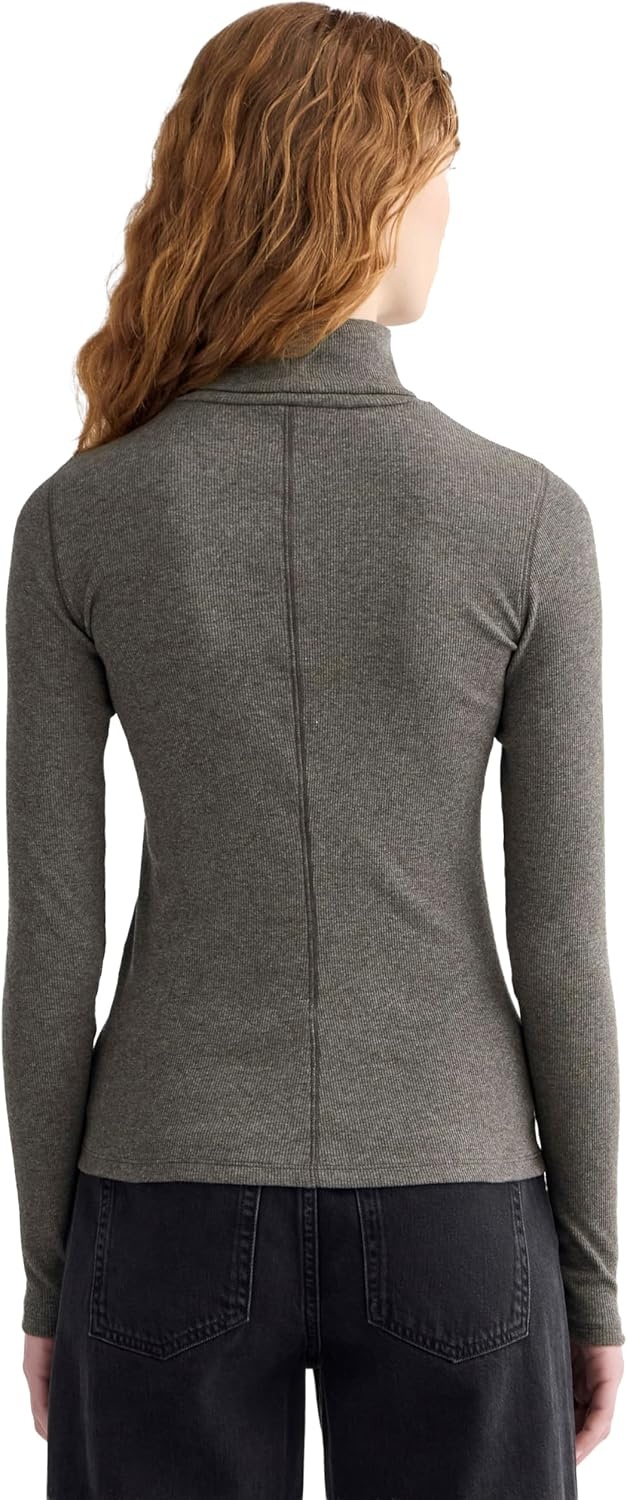 image:imageEverlane Womens Everlane The Luxe Rib TurtleneckWashed Heathered Fatigue