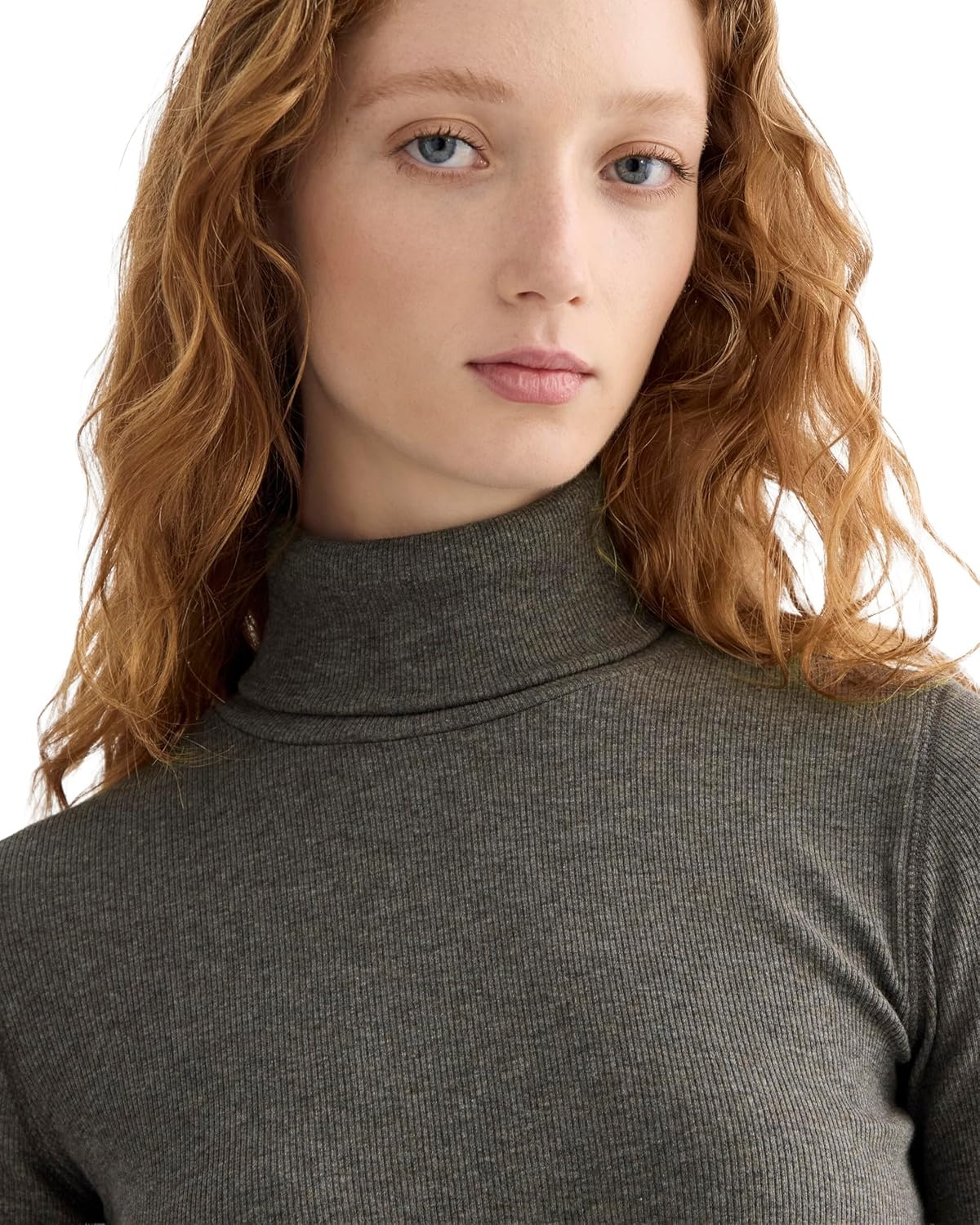 image:imageEverlane Womens Everlane The Luxe Rib TurtleneckWashed Heathered Fatigue