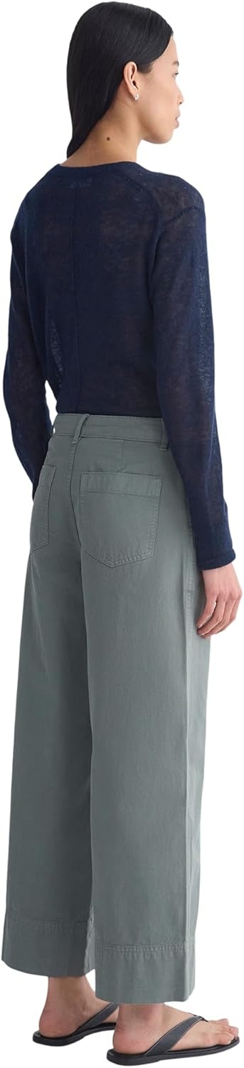 image:imageEverlane Womens Seamed WideLeg Pant OCS Organic Cotton Linen Blend HighRise WideLeg TrouserAgave Green