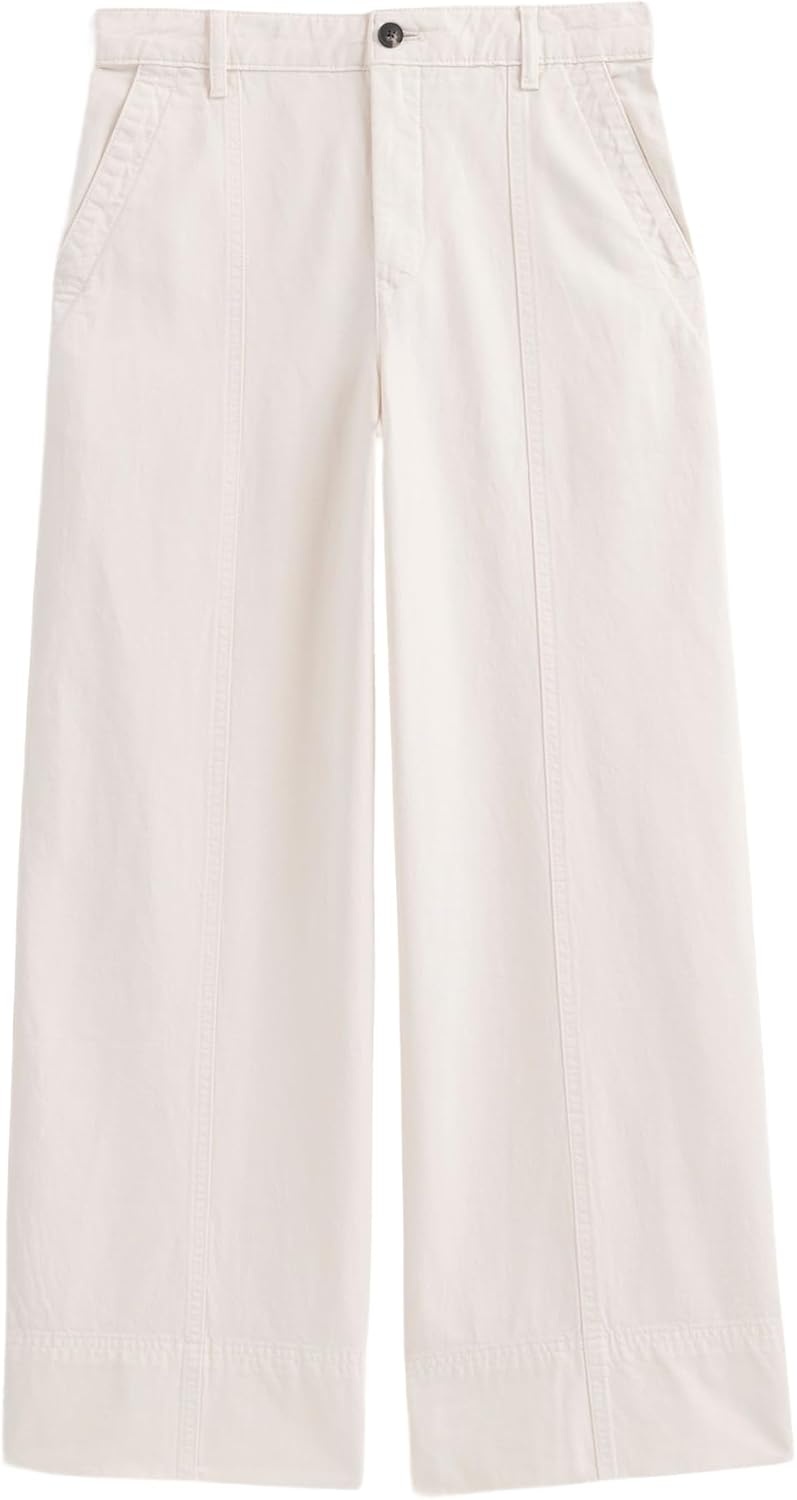 image:imageEverlane Womens Seamed WideLeg Pant OCS Organic Cotton Linen Blend HighRise WideLeg TrouserBone