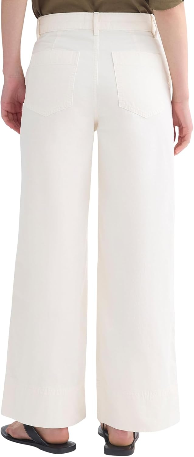 image:imageEverlane Womens Seamed WideLeg Pant OCS Organic Cotton Linen Blend HighRise WideLeg TrouserBone