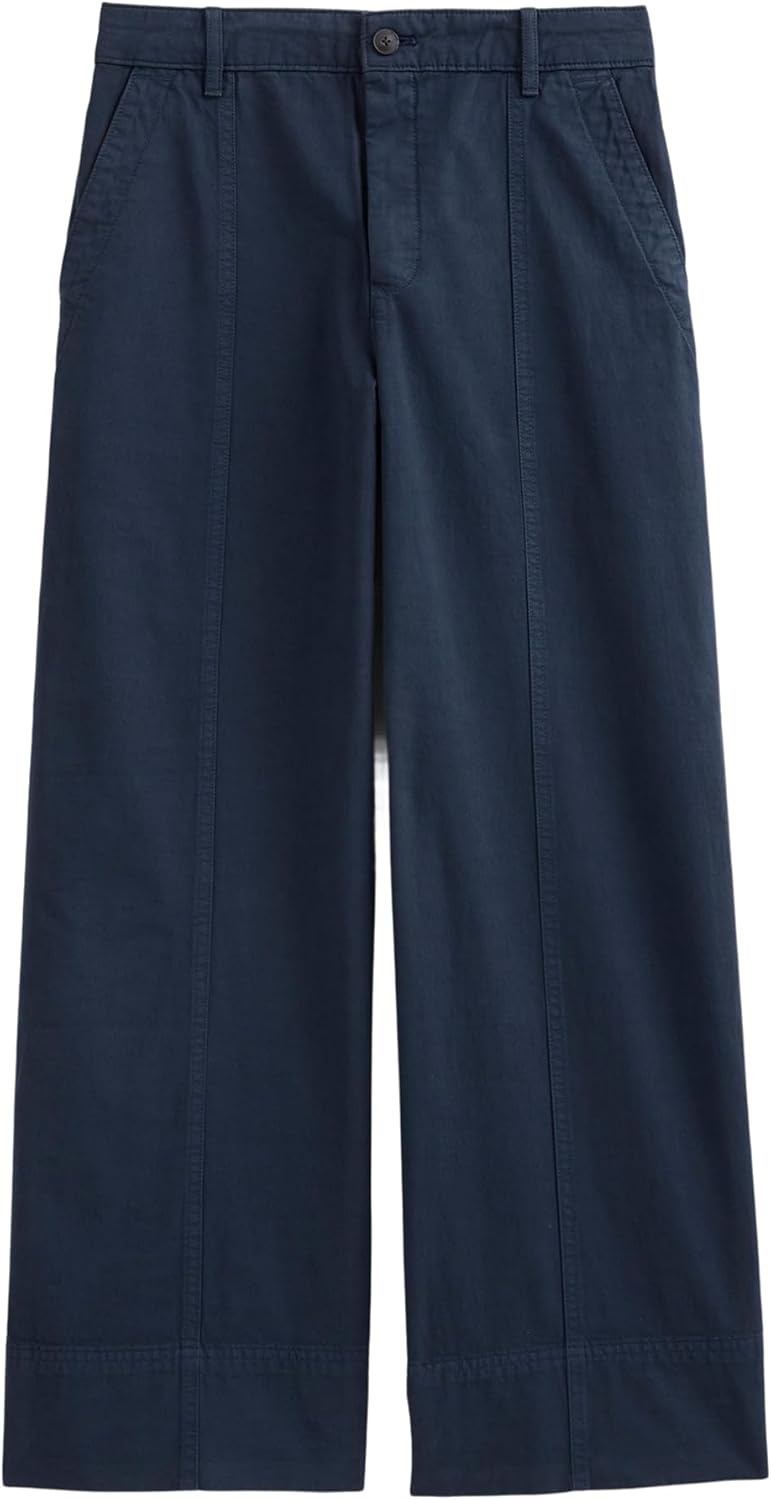 image:imageEverlane Womens Seamed WideLeg Pant OCS Organic Cotton Linen Blend HighRise WideLeg TrouserNavy