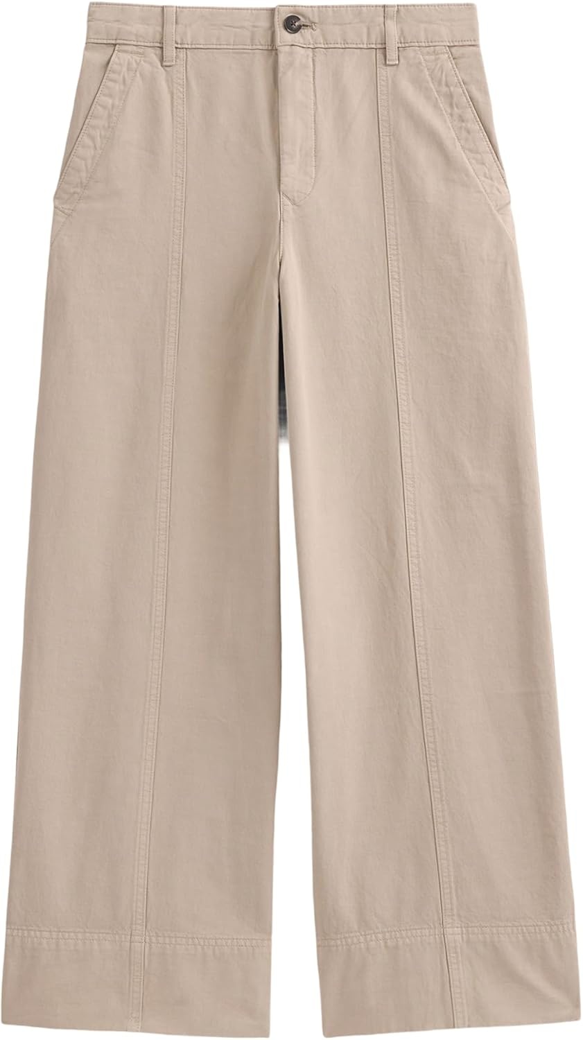 image:imageEverlane Womens Seamed WideLeg Pant OCS Organic Cotton Linen Blend HighRise WideLeg TrouserTrench Coat Khaki
