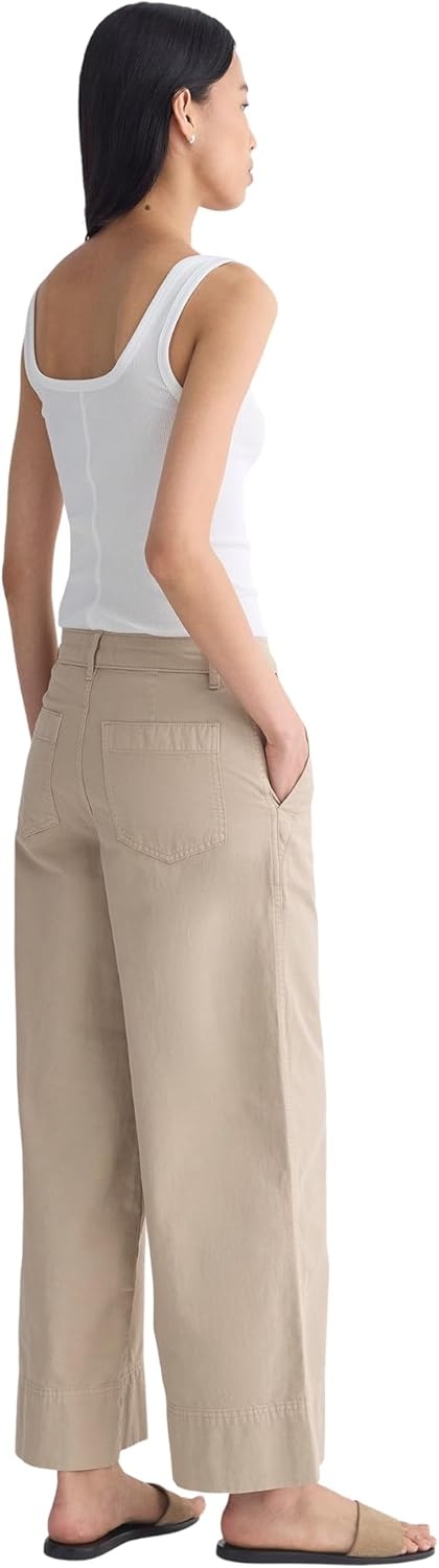 image:imageEverlane Womens Seamed WideLeg Pant OCS Organic Cotton Linen Blend HighRise WideLeg TrouserTrench Coat Khaki