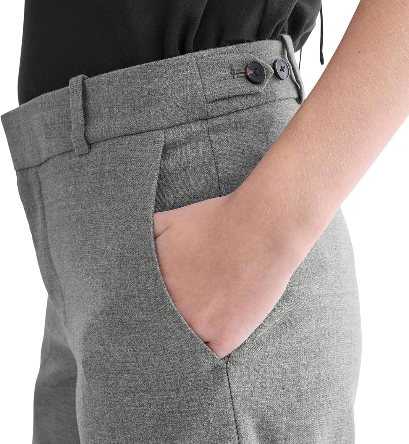 image:imageEverlane Womens StraightLeg Trouser in Tailor Twill RWS Stretch Wool Blend FloorLength Dress PantHeather Graphite