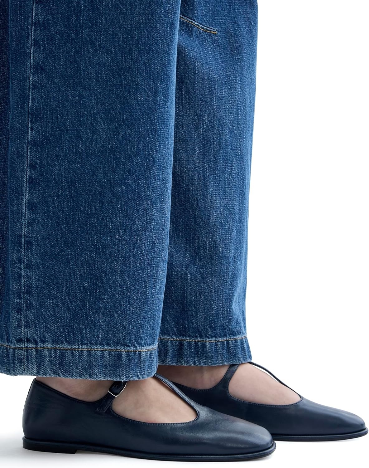 image:imageEverlane Womens The Leather TStrap FlatNavy