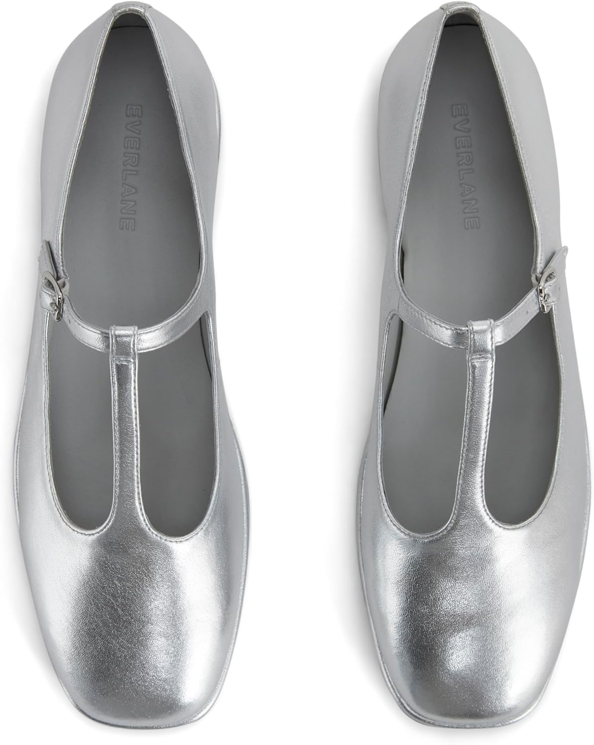 image:imageEverlane Womens The Leather TStrap FlatSilver