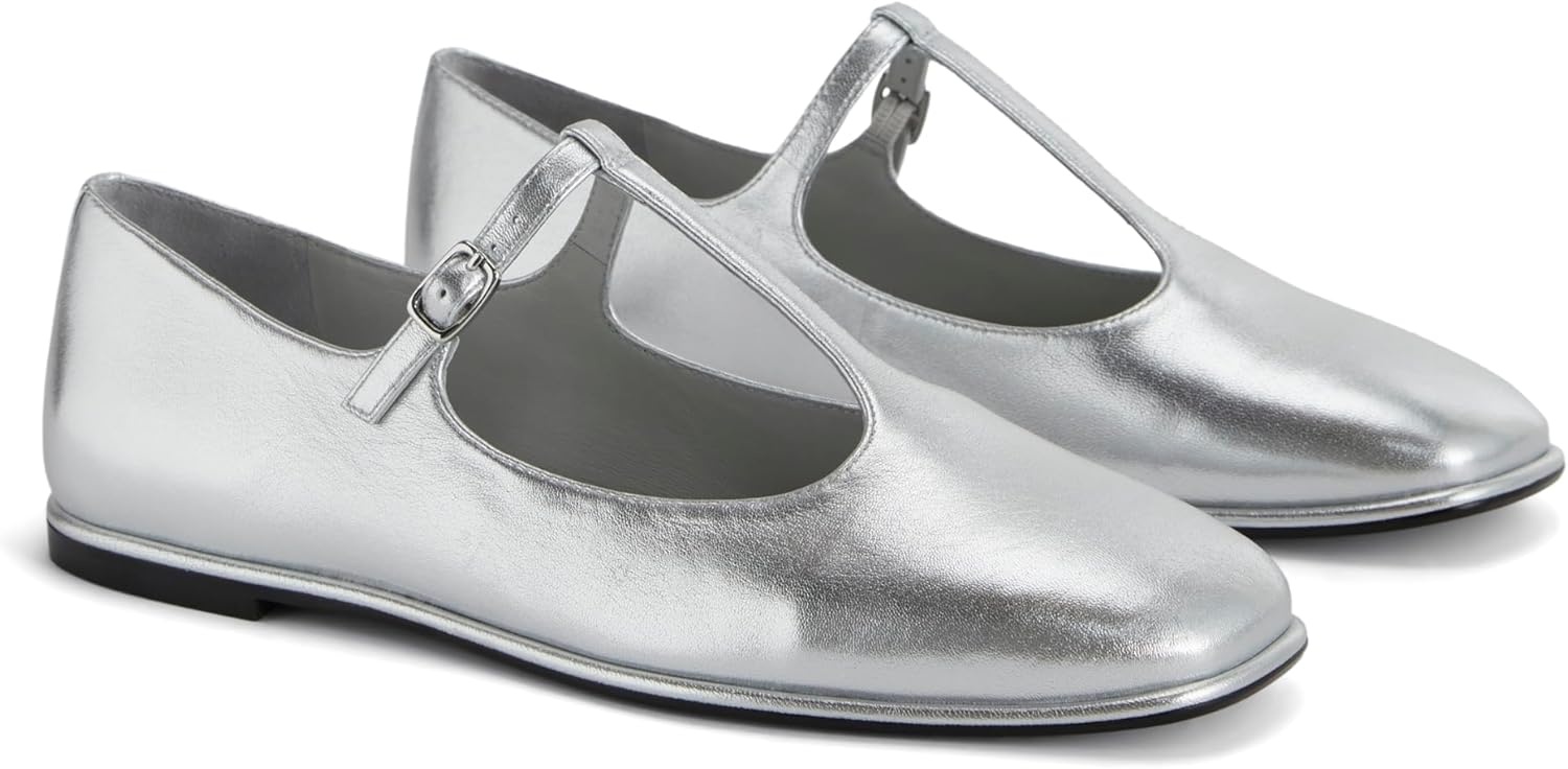 image:imageEverlane Womens The Leather TStrap FlatSilver