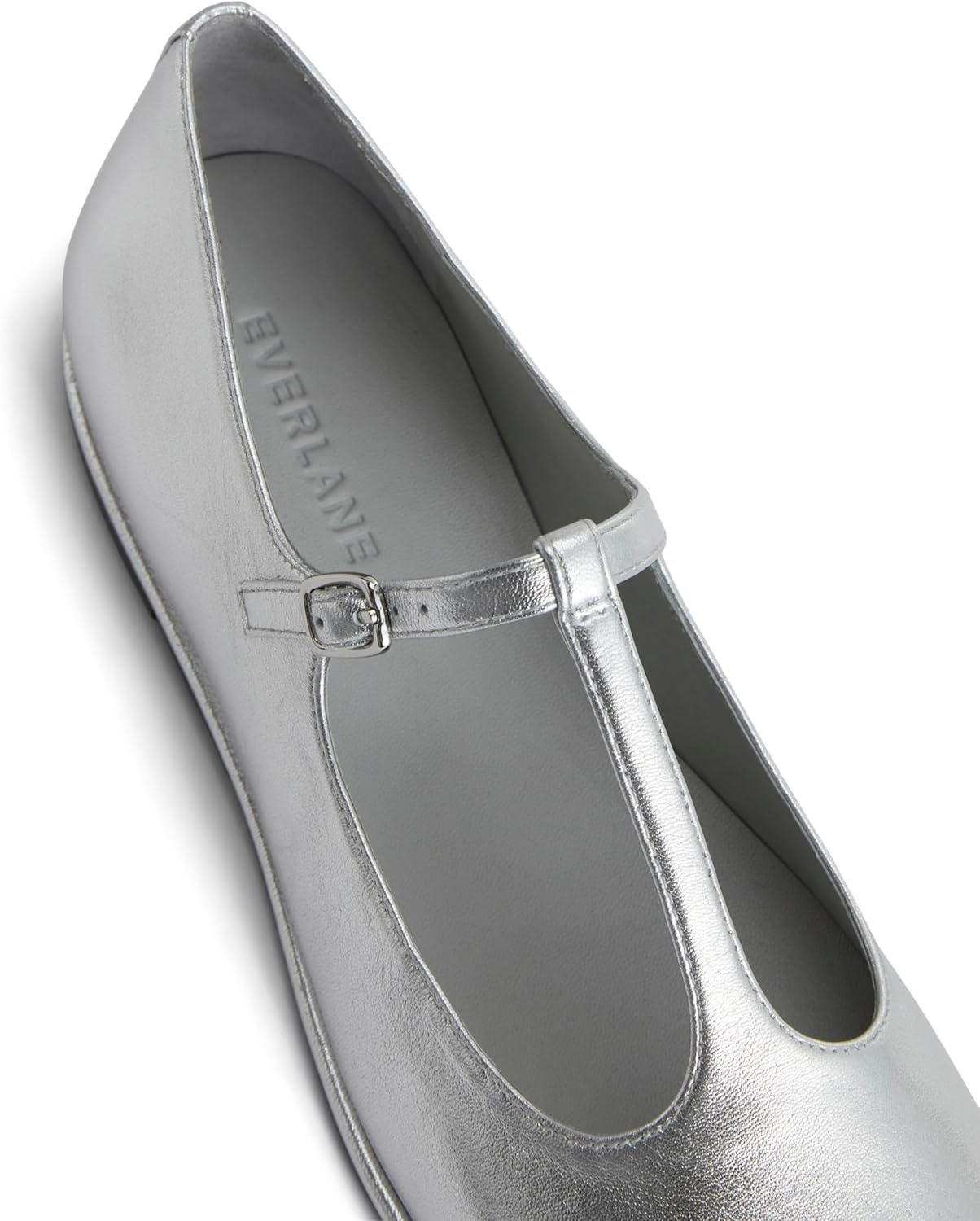 image:imageEverlane Womens The Leather TStrap FlatSilver