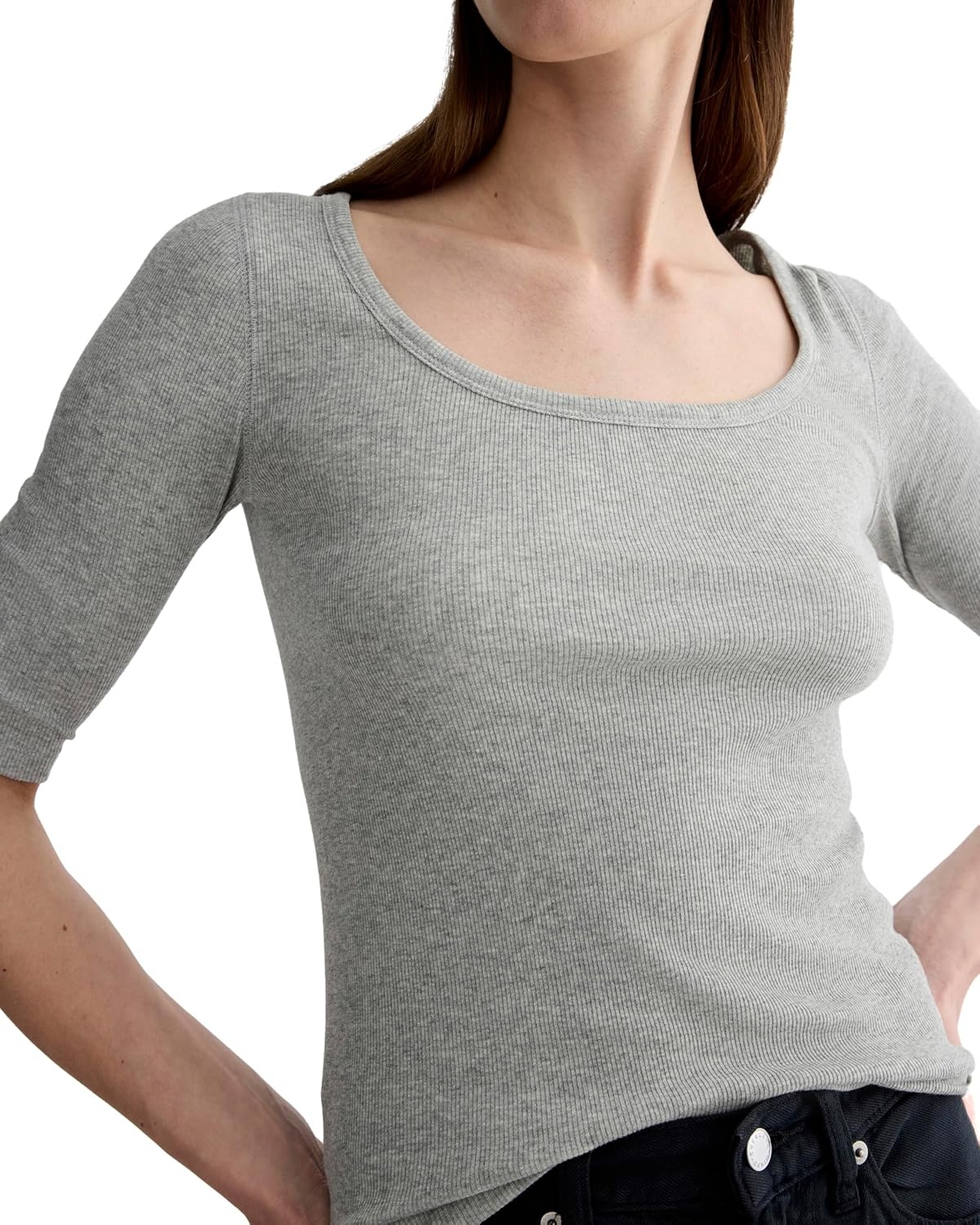 image:imageEverlane Womens The Luxe Rib ScoopNeck TeeHeathered Grey