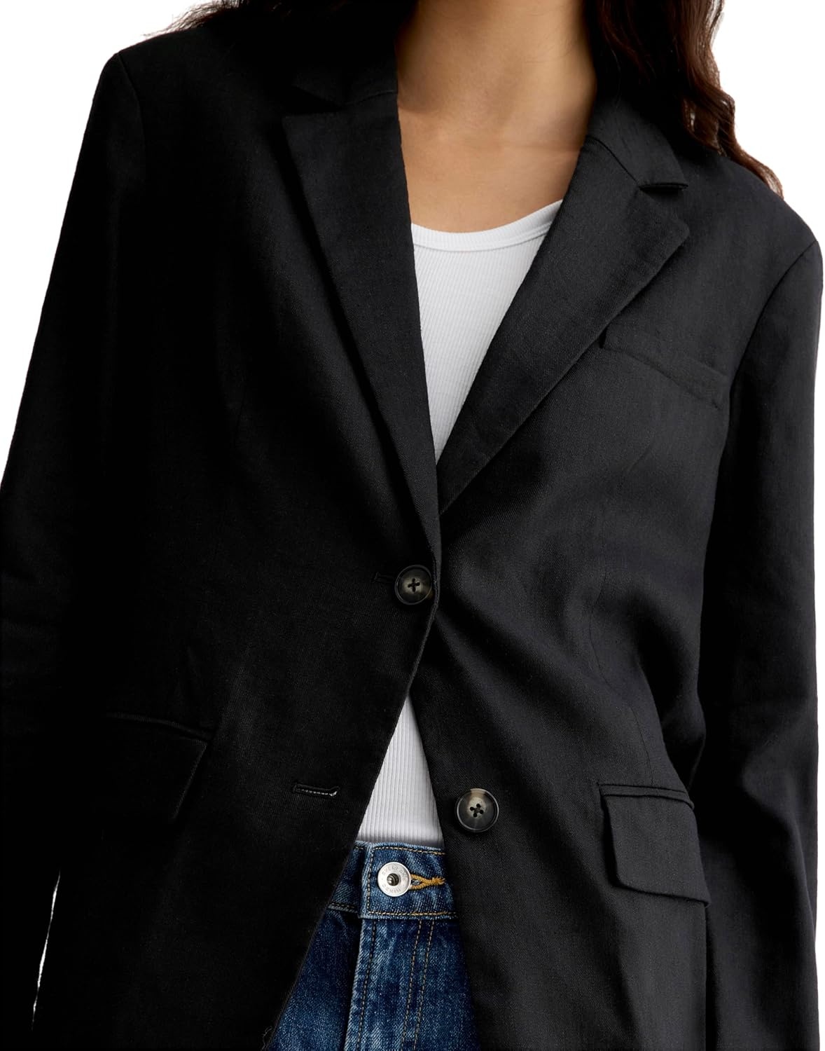 image:imageEverlane Womens The Oversized Blazer in ButtersmoothBlack