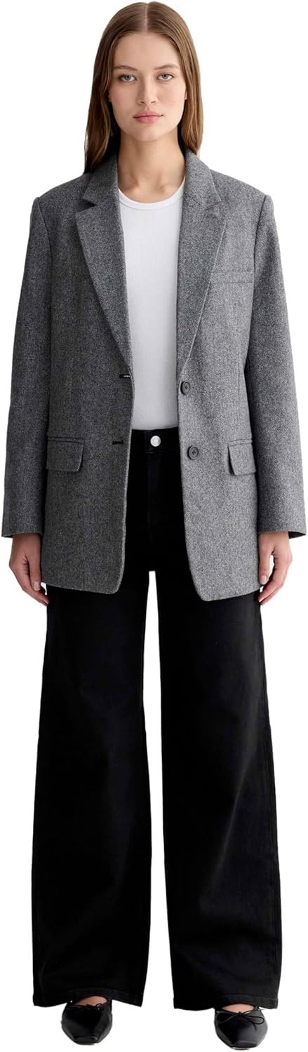image:imageEverlane Womens The Oversized Blazer in WoolGrey Herringbone