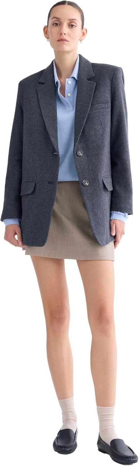image:imageEverlane Womens The Oversized Blazer in WoolNavy Herringbone