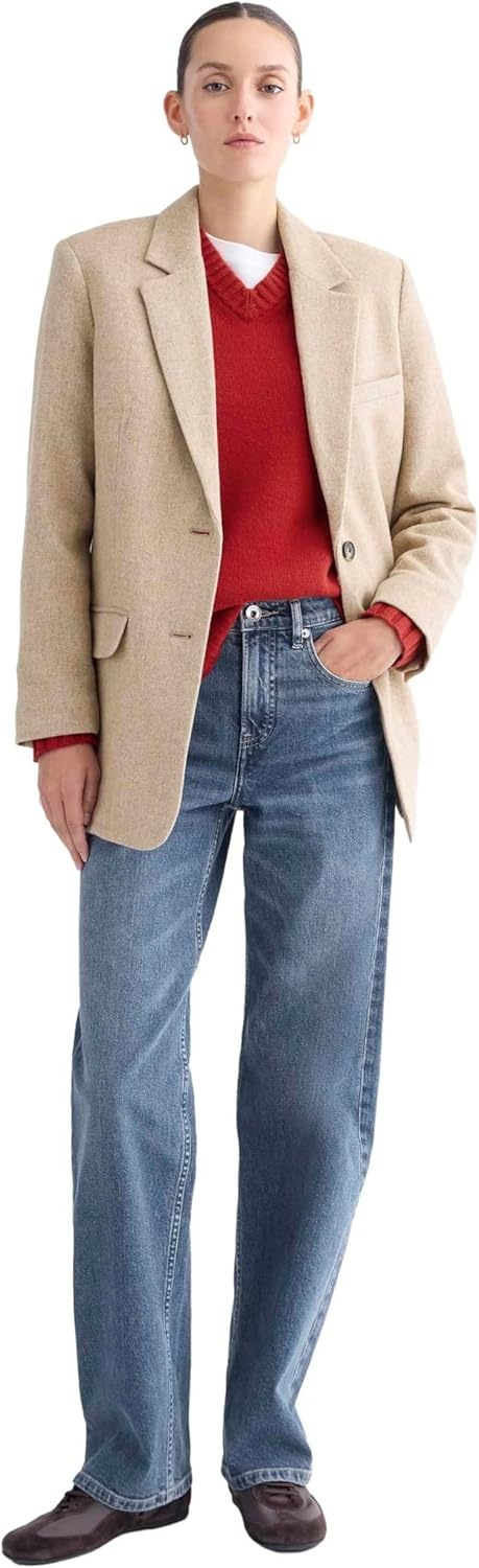 image:imageEverlane Womens The Oversized Blazer in WoolTaupe Herringbone