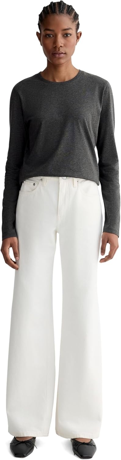 image:imageEverlane Womens The Slim LongSleeve Crew in Essential CottonHeathered Soot