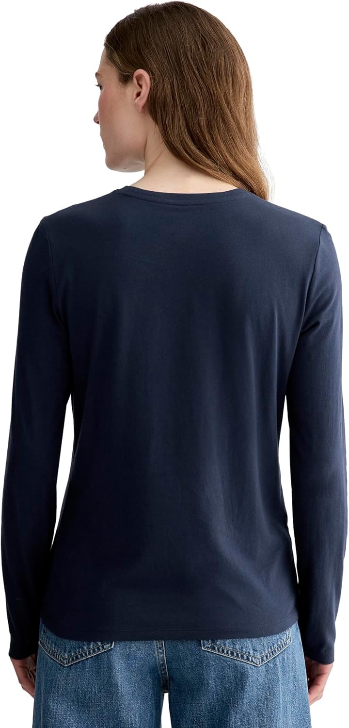 image:imageEverlane Womens The Slim LongSleeve Crew in Essential CottonNavy