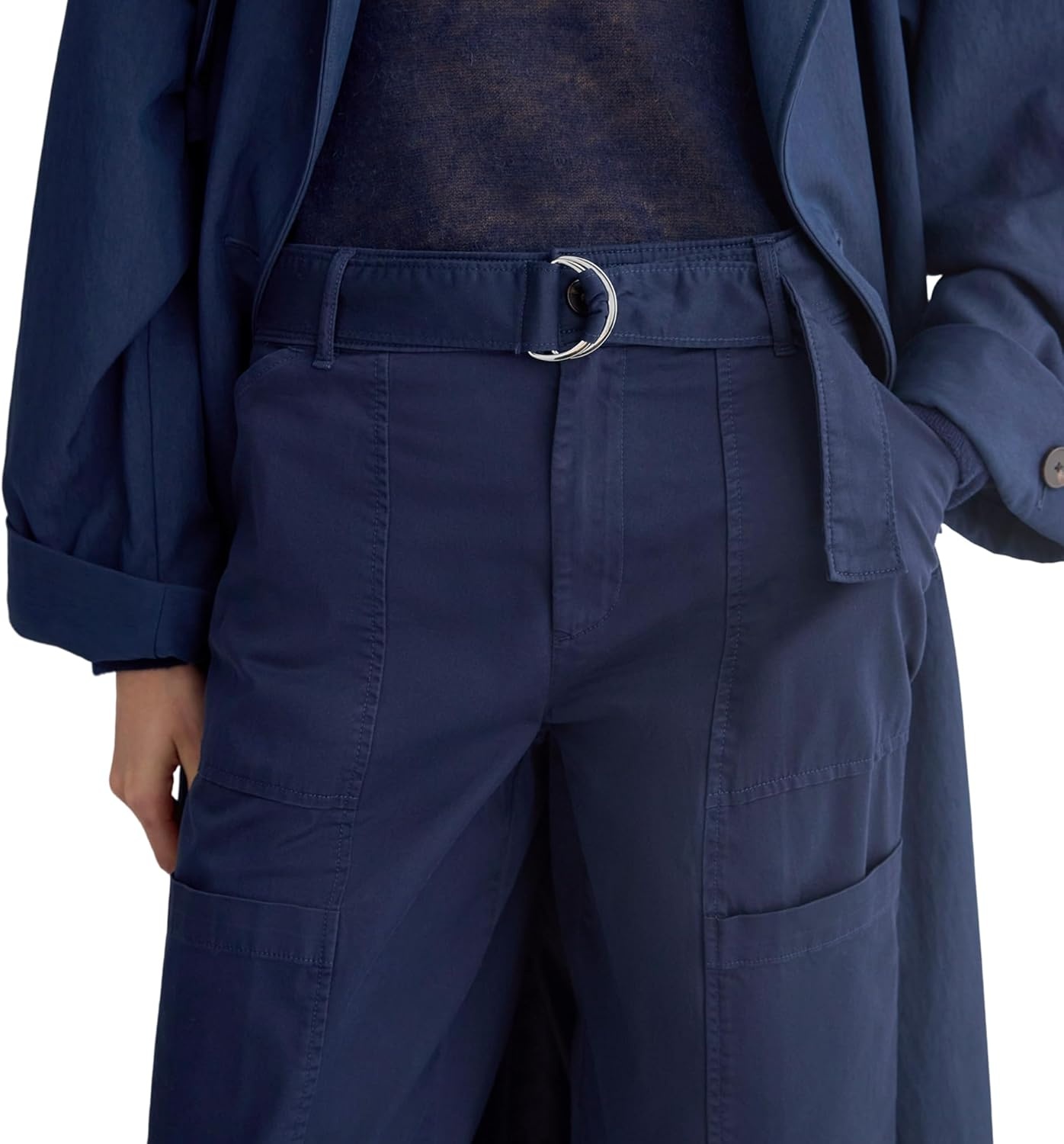 image:imageEverlane Womens Utility StraightLeg Cargo Pant GOTS Organic Cotton Stretch HighRise Cargo TrouserNavy