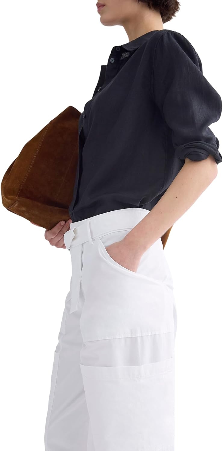 image:imageEverlane Womens Utility StraightLeg Cargo Pant GOTS Organic Cotton Stretch HighRise Cargo TrouserWhite