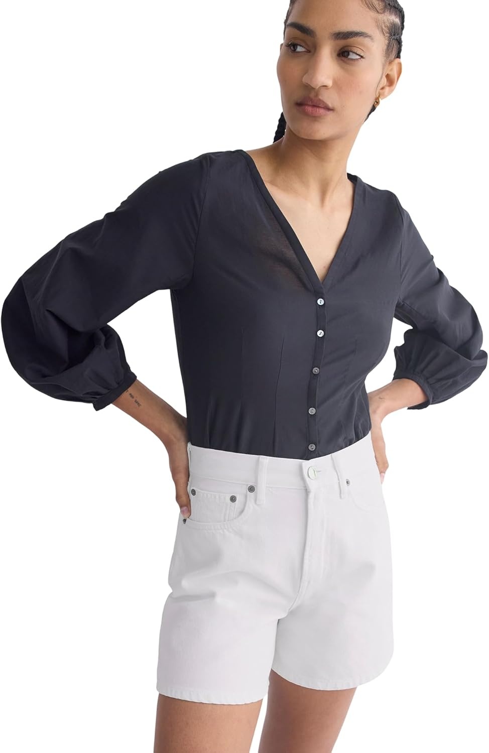 image:imageEverlane Womens WayHigh ALine Denim ShortBright White