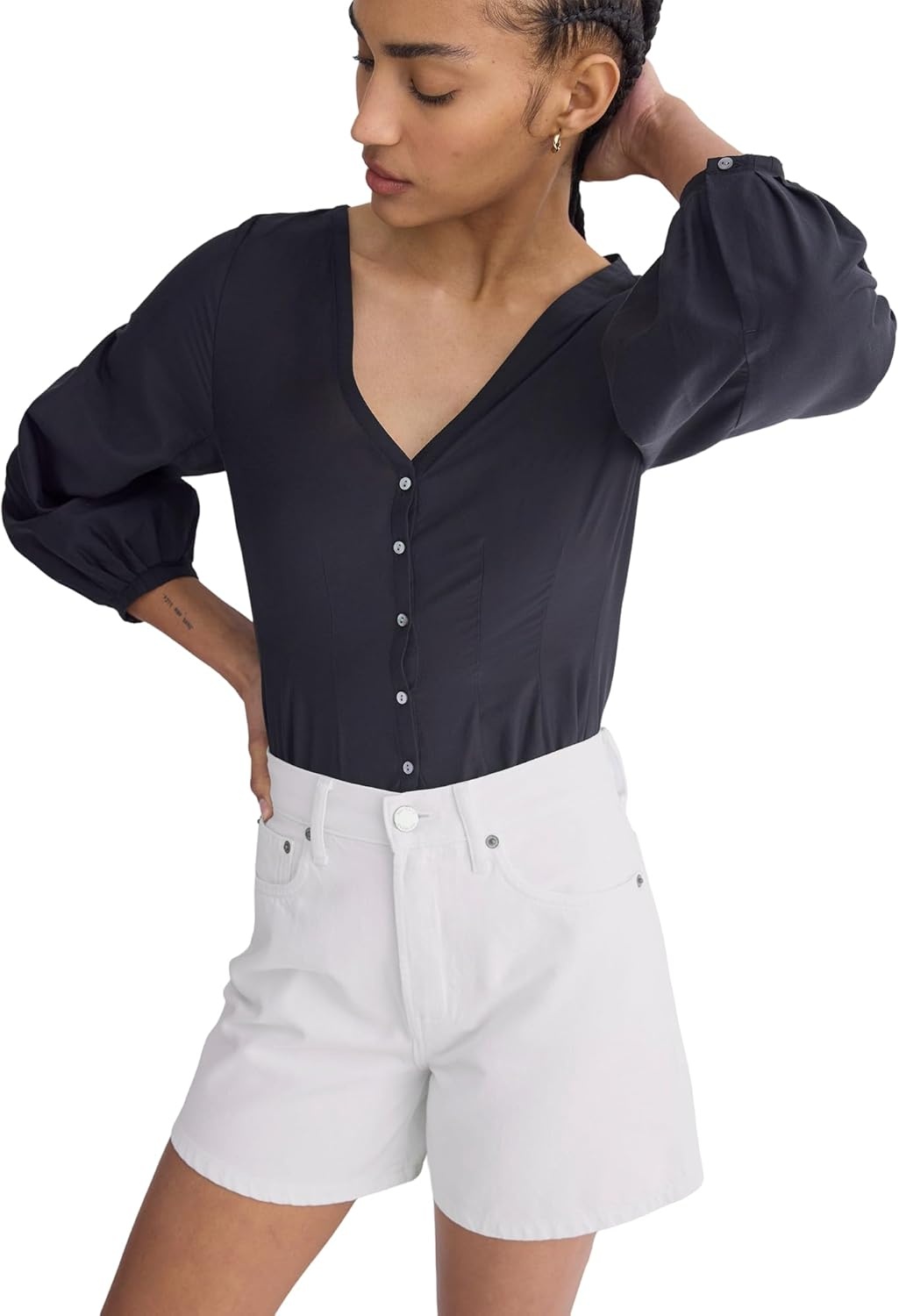 image:imageEverlane Womens WayHigh ALine Denim ShortBright White
