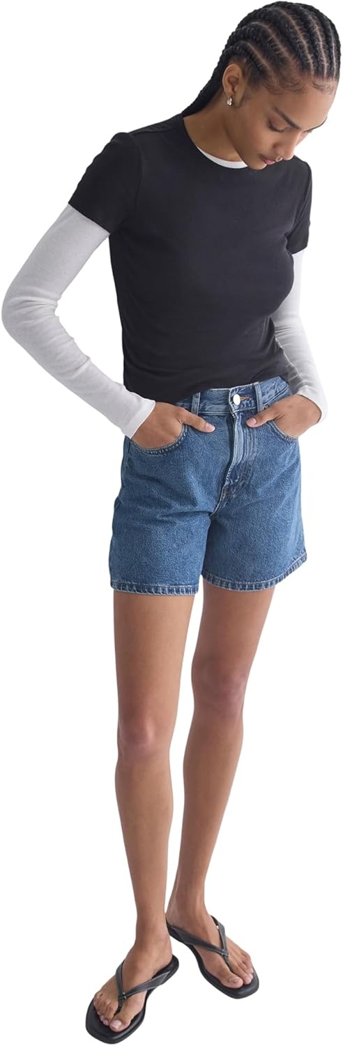 image:imageEverlane Womens WayHigh ALine Denim ShortOcean