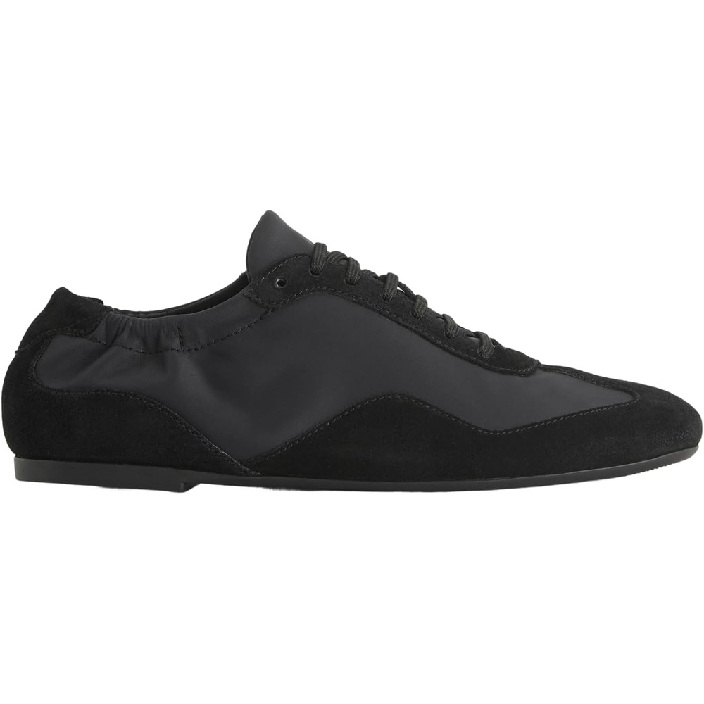 image:imageEverlane Womens Ballet Sneaker Italian Suede and GRS Recycled Nylon Runner with Ballet Scrunch HeelBlack Suede