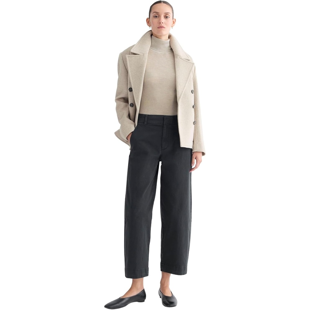 image:imageEverlane Womens Cotton Stretch Twill Chino Tapered Ankle TrouserBlack