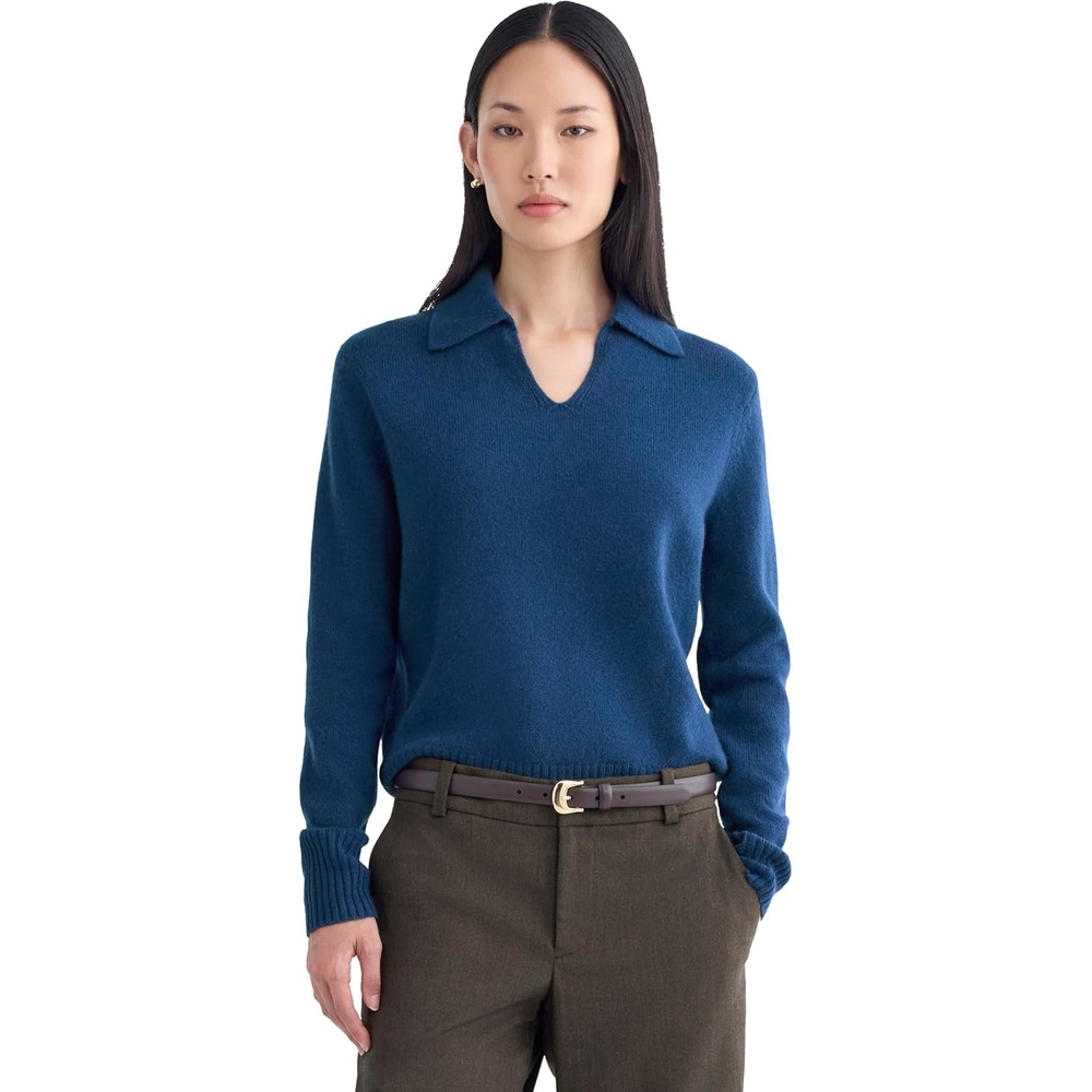 image:imageEverlane Womens Everlane Cashmere Polo SweaterDeep Lazuli Blue