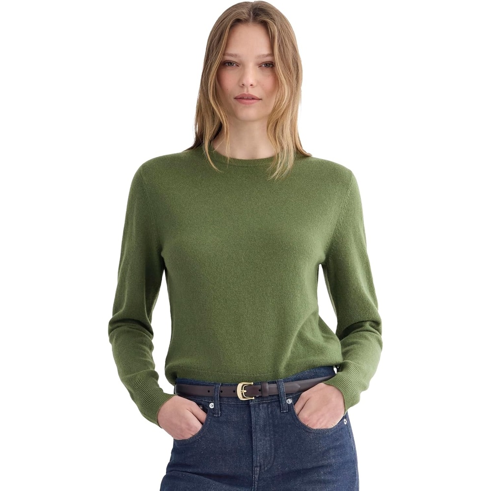 image:imageEverlane Womens Everlane Cashmere Slim Crew SweaterForest Green