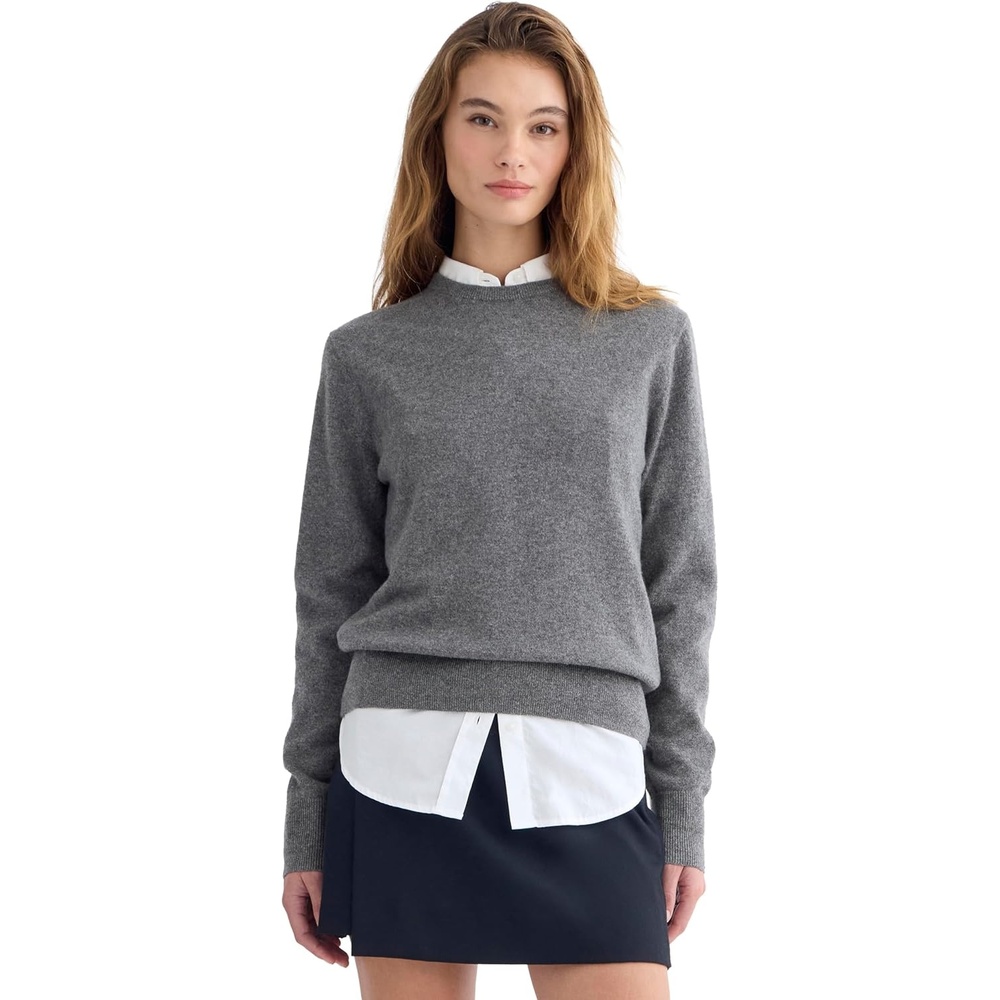 image:imageEverlane Womens Everlane Cashmere Slim Crew SweaterHeather Charcoal