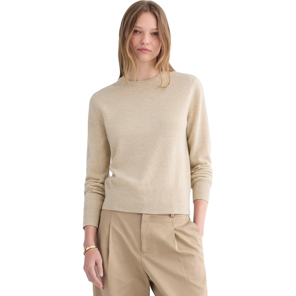 image:imageEverlane Womens Everlane Cashmere Slim Crew SweaterHeather Light Camel